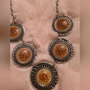 Silver Statement Pice Necklace With Beautiful Inlays.